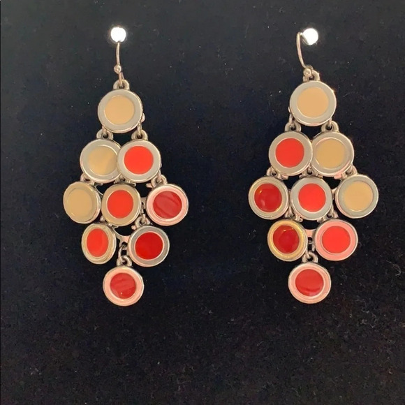 Pink and White Circles Earrings - Picture 2 of 6